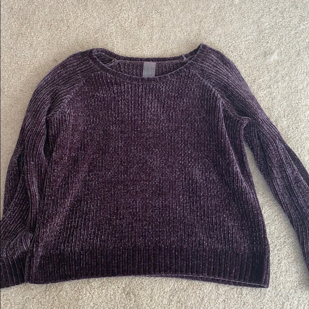 Purple Velvet Sweater with slits in arm